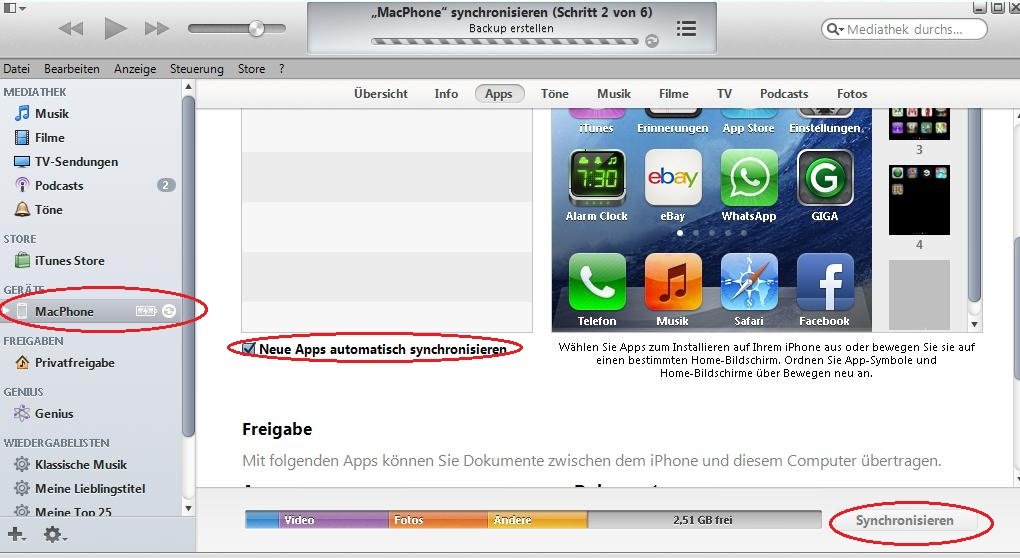 App Store - der offizielle App-Marktplatz für iPhone-Apps
iTunes - eine Software zum Verwalten und Synchronisieren von Inhalten auf dem iPhone