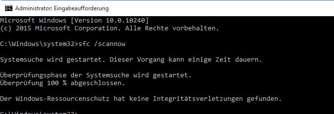 Das System wird nun nach beschädigten Systemdateien suchen und diese automatisch reparieren.
Warten Sie, bis der Vorgang abgeschlossen ist.