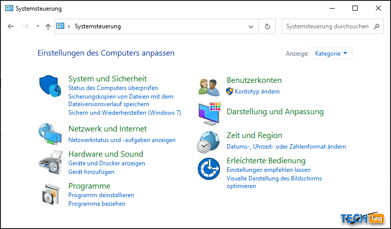 Deinstallation problematischer Anwendungen
Öffnen Sie die Systemsteuerung