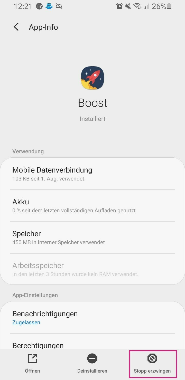 Deinstallieren und installieren Sie die App erneut
Überprüfen Sie, ob Sie ausreichend Speicherplatz auf Ihrem Gerät haben