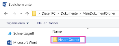 Geben Sie einen Namen für den neuen Ordner ein und drücken Sie die Eingabetaste.
Öffnen Sie den neuen Ordner.