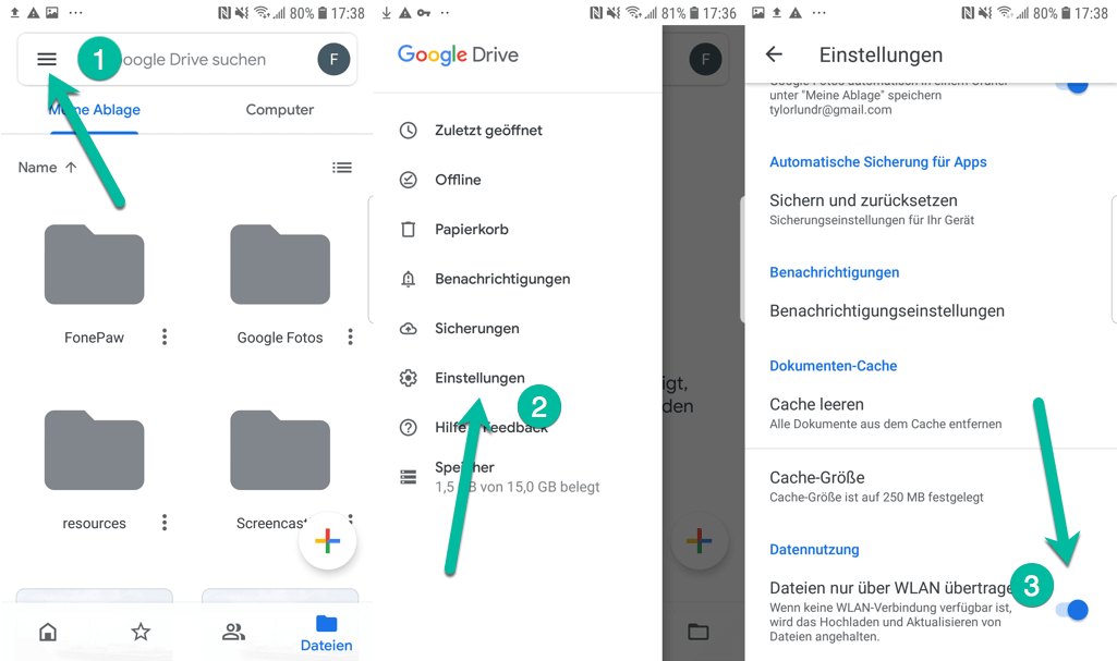 Google Drive-Einstellungen überprüfen: Überprüfen Sie die Einstellungen von Google Drive, um sicherzustellen, dass die Dateien im Datei-Explorer angezeigt werden.
Google Drive-App aktualisieren: Stellen Sie sicher, dass Sie die neueste Version der Google Drive-App installiert haben.