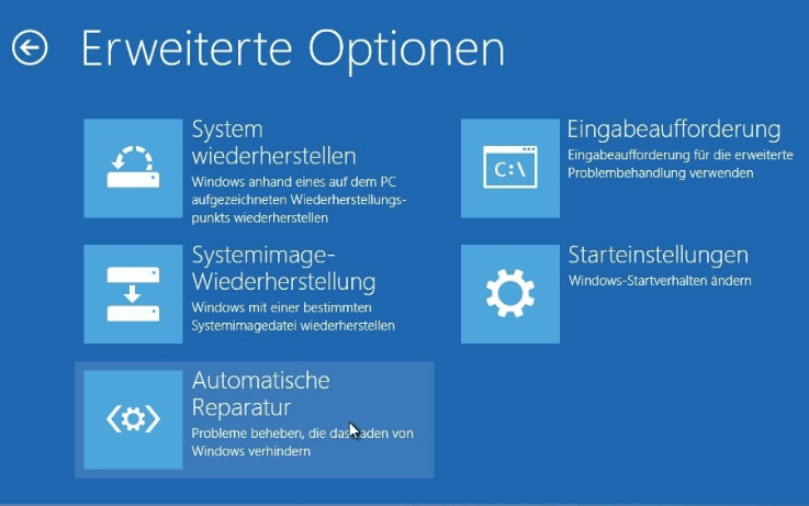 Klicken Sie auf Systemwiederherstellung
Folgen Sie den Anweisungen, um eine Systemwiederherstellung durchzuführen