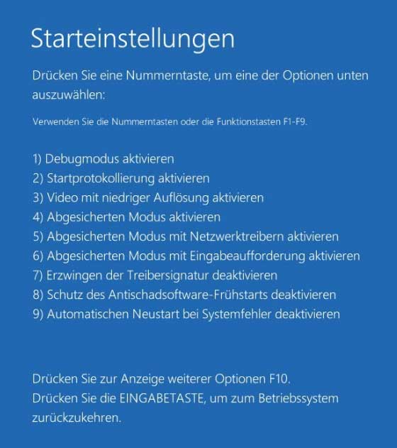 Lesen Sie die Anweisungen auf dem Bildschirm sorgfältig durch.
Befolgen Sie die Schritte, um den abgesicherten Modus zu verlassen.