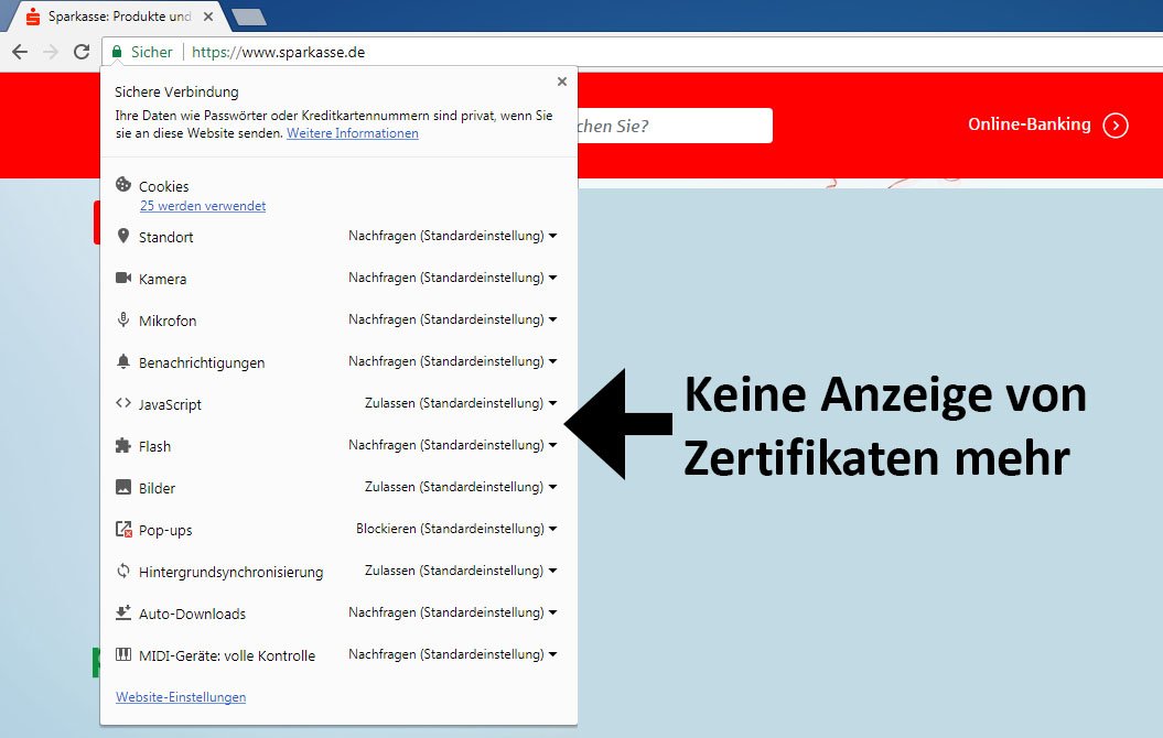 Öffnen Sie Chrome und geben Sie chrome://settings/certificates in die Adressleiste ein.
Wählen Sie den Tab Zertifikate aus.