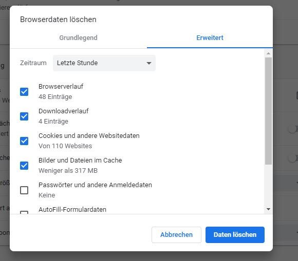 Öffnen Sie Chrome und geben Sie chrome://settings in die Adressleiste ein.
Scrollen Sie nach unten und klicken Sie auf Erweitert.