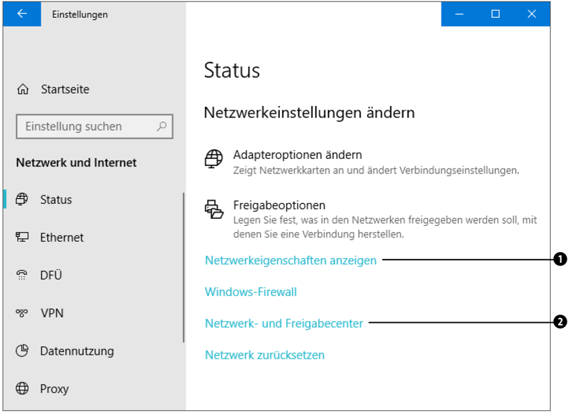 Öffnen Sie die Einstellungen wie im ersten Schritt beschrieben.
Wählen Sie die Option Netzwerk und Internet aus.