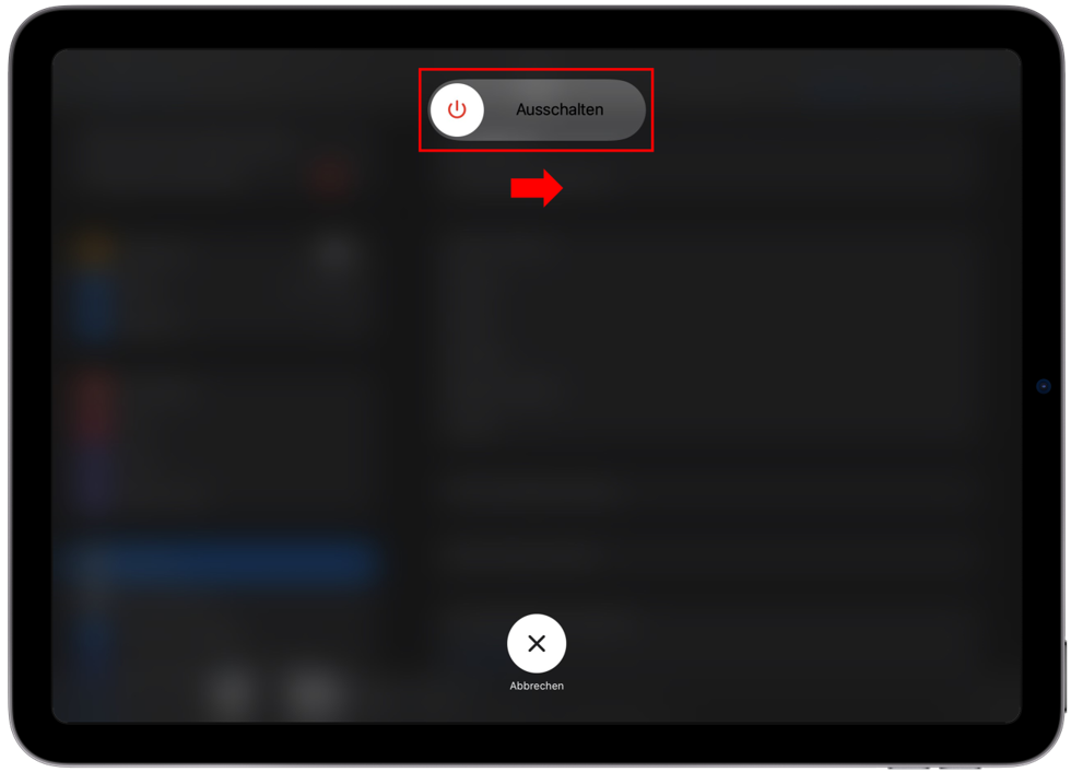 Schalten Sie das iPad aus, indem Sie den Ein-/Aus-Schalter gedrückt halten und den Schieberegler zum Ausschalten ziehen.
Trennen Sie den Router vom Strom und warten Sie etwa 30 Sekunden.
