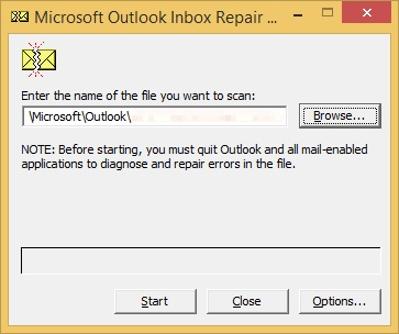 Schließen Sie Outlook und suchen Sie die Scanpst.exe-Datei auf Ihrem Computer (normalerweise im Verzeichnis C:Program FilesMicrosoft OfficeOfficeXX).
Doppelklicken Sie auf die Scanpst.exe-Datei, um das Reparaturtool zu starten.