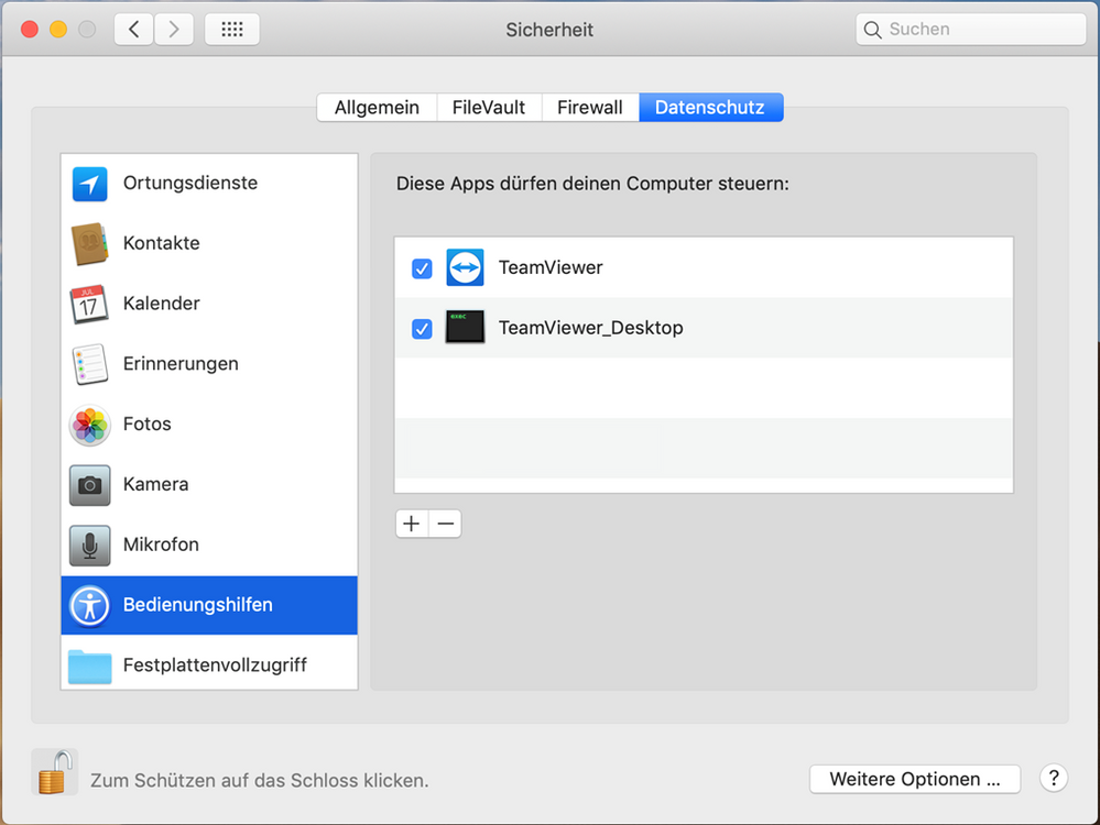 Stellen Sie sicher, dass der Mac Remote Management-Dienst aktiviert ist.
Überprüfen Sie, ob Microsoft Remote Desktop die erforderlichen Berechtigungen hat.