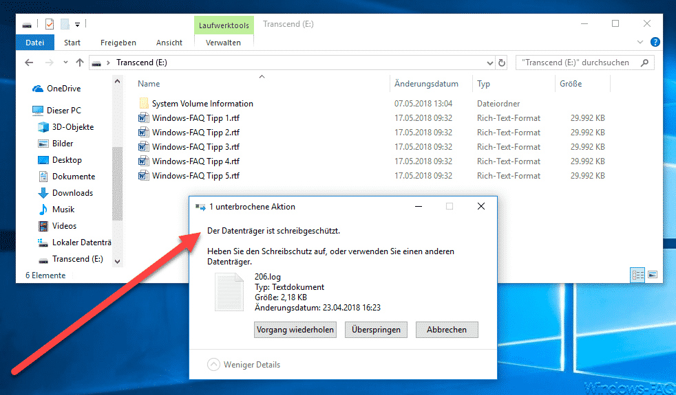 Überprüfen des Schreibschutzes des Datenträgers
Öffnen Sie den Windows Explorer, indem Sie die Windows-Taste + E drücken.