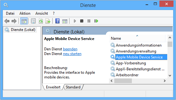 Überprüfen Sie die Verbindung: Stellen Sie sicher, dass das USB-Kabel ordnungsgemäß mit Ihrem iPhone 7 und dem Computer verbunden ist.
Neustart des Apple Mobile Device Service: Öffnen Sie den Task-Manager und beenden Sie den Apple Mobile Device Service. Starten Sie ihn dann erneut.